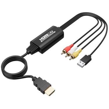 Imagem de Adoreen Cabo conversor unidirecional HDMI para 3 RCA, 1080p, composto CVBS, adaptador de áudio e vídeo AV com alimentação USB, suporta PAL/NTSC para TV antiga Apple Android Box, Roku, PC, DVD-não RCA