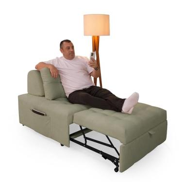 Imagem de Puff Cama Cozy Retratil Multiuso 3 Em 1 Sala/Quarto Bouclê - Casa Imperial (BOUCLE VERDE OLIVIA)