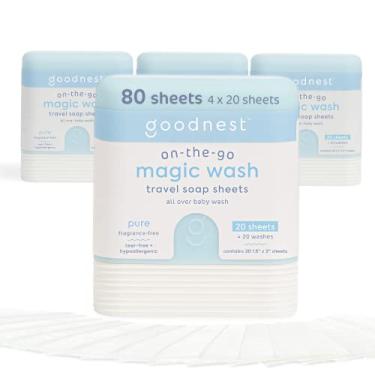 Imagem de Goodnest Sabonetes De Viagem Para Bebês E Crianças Pequenas, Sabonetes De Viagem Que Dissolvem, Xampu Anti-Lágrimas Para Bebês, Sabonetes De Papel Para Mãos E Corpo, Inclui 4 Pacotes De 20 Folhas,