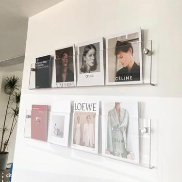 Imagem de ZDJZMGZ Porta-revistas de acrílico doméstico, suporte de exibição de panfleto transparente, armazenamento de literatura comercial para exposições de escritório escolas (60 cm)