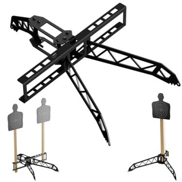 Imagem de FLYVLIEG Base de suporte de alvo de aço 2x4 para pendurar alvos de tiro de aço AR500, fácil de transportar, base de alvo adequada para uso externo e interno, ideal para prática de tiro e competições