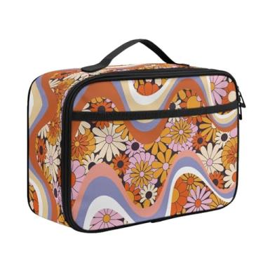 Imagem de Parprinty Lancheira fofa para meninas, lancheira escolar, macia, reutilizável, isolada, lancheira térmica, kit de lancheira laranja hippie margarida floral para meninas