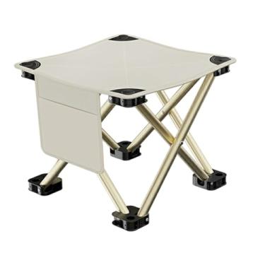 Imagem de oshhni Dobrando as bancos de camping de camping resistente à portátil cadeira dobrável portátil para churrasco para acampamento de pesca ao ar livre jardim, Branco, 28cmx28cmx23cm