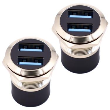 Imagem de Poyiccot Adaptador de montagem em painel USB 3.0 duplo, conector USB 3.0 fêmea para fêmea, adaptador de anteparo de montagem em painel industrial de dados de 5 Gbps para console de som, conjunto de