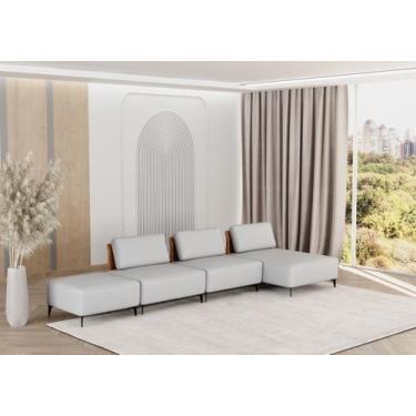 Imagem de Sofá Dream Box com Chaise Moderno Modular 4,0m Cinza com Encosto Terra