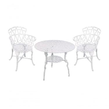 Imagem de Conjunto Mesa 2 Poltronas Viena Premium Jardim Varanda Sacada Branco