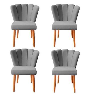Imagem de Kit 4 Cadeiras De Jantar Estofadas Reforçada Decorativa Pétala Suede -