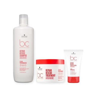 Imagem de Kit Schwarzkopf Bc Repair Rescue - Shampoo 1L + Máscara 500g + Sealed 
