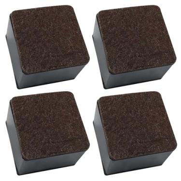Imagem de Cionyce Blocos de elevação autoadesivos para cama, 4 peças de elevação quadradas de aço carbono para sofá adicionam 5 cm de altura com almofada de feltro (preto)