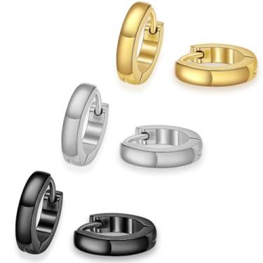 Imagem de ADAIER Brincos de argola de zircônia cúbica de aço inoxidável com punho de cartilagem para homens e mulheres SE-33, F, Aço inoxidável, Sem pedra preciosa