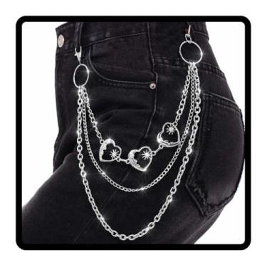 Imagem de Tgirls Correntes de calça Stars para mulheres e homens, hip hop, punk, corrente de bolso elegante em camadas para acessórios de calças, free size, Liga metálica, Sem Pedra Preciosa
