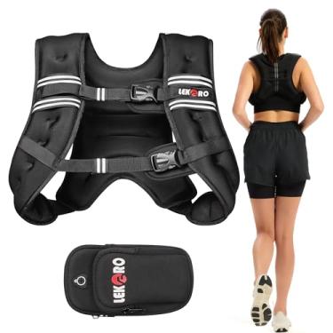 Imagem de Colete pesado, 2,7 kg/3,6 kg/5,4 kg/7,3 kg/9,1 kg/11,3 kg/13,6 kg Colete de pesos para mulheres e homens com listras refletivas para treino, treinamento de força, corrida, caminhada (7,3 kg)
