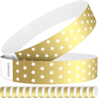 Imagem de WM infinite Pulseiras de papel Gold Stars para eventos, pulseira de papel de 100 unidades de 100 unidades para entrada de eventos, festivais, festas, clubes (ouro, 600)