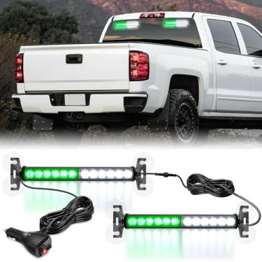 Imagem de Nilight 24LED Luzes estroboscópicas 2 em 1 verde branco aviso de emergência perigo segurança painel dianteiro/traseiro pára-brisa luz piscante para carros, caminhões, polícia, bombeiro, arado