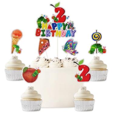 Imagem de Hungry Caterpillar Cake Topper Decorations,Fairy Tales Theme Happy 2nd Birthday Party Decorations for Boys Girls,Reading Story Theme 2 Year Old Birthday Cake Decor (2)