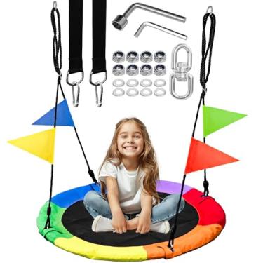 Imagem de Socpuro 40 Inch Tree Swing Set, 500lb Flying Saucer Swing with Adjustable Hanging Straps for Backyard Playground Outdoor Indoor(Multicolor)