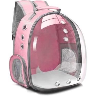 Imagem de Mochila Pet com Visão Panorâmica Ventilação Total Alças Acolchoada Cães até 5kg e Gatos até 6kg, Bolsa de Transporte Segura e Confortável para Viagens e Passeios (Rosa, Tamanho único)