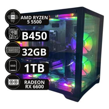 Imagem de Computador Gamer Ryzen 5 5500 32gb Ssd 1tb Rx 6600 8gb - Option Soluçõ