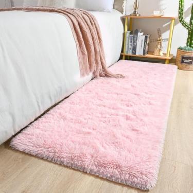 Imagem de Keeko Tapetes de corredor rosa para quarto de meninas, 6 x 20 cm, tapete fofo para quarto de crianças, fofo, para ambientes internos e fofos, tapete felpudo moderno para adolescentes, crianças