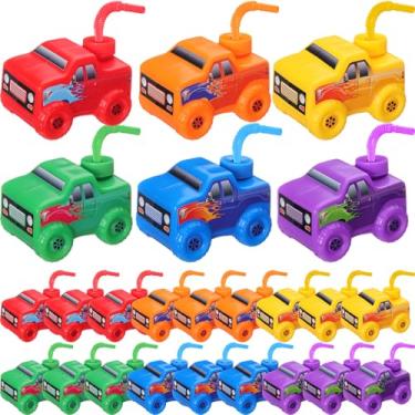 Imagem de Tanlade 24 Set Monster Truck Road Cups with Straws, Plastic Vehicle off Road Drink Cup Reusable Truck Cups Bulk Race Car Birthday Party Favor Supplies for Racing Party Supplies (Classic Color)