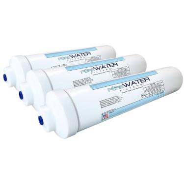 Imagem de Filtro de água em linha para geladeiras, máquinas de gelo, cafeteiras, fontes de água, refrigeradores de água, torneiras de pia, trailer, campistas e barcos - com acessórios de conexão rápida de 0,63 cm (pacote com 3)