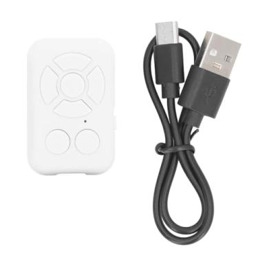 Imagem de Telefone Bluetooth Remote Control Remote Recarregável Mídia sem fio Controlador 7 Teclas para fotos Vídeos romances ABS Bateria de lítio de polímero embutido em 150mAh (Branco)