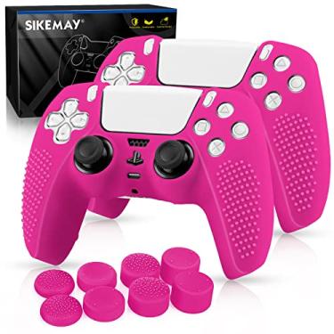 Imagem de SIKEMAY [Pacote com 2 películas para controle PS5, capa protetora de silicone antiderrapante e espessa, perfeitamente compatível com o controle Dualsense do Playstation 5 com 8 x tampas de aperto de
