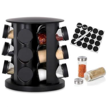 Imagem de Porta Tempero Mantimentos Giratório Cozinha Inox 12 Potes (BLACK)