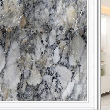 Imagem de Película de janela de privacidade de mármore, textura de estilo mármore, filme de vidro para sala de estar e escritório em casa, L90 x C 190 cm