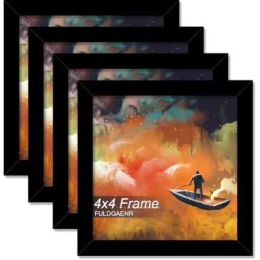 Imagem de FULDGAENR Conjunto de 4 porta-retratos 10 x 10 cm, molduras pretas para certificado de pôster fotográfico de 10 x 10 cm, moldura de parede/mesa de alta transparência com visor vertical horizontal
