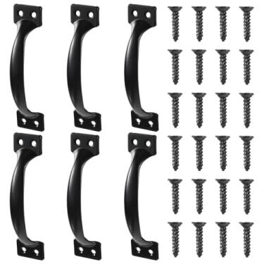 Imagem de ElevateTech 6 peças puxador rústico de 12,7 cm para portão de ferro com parafuso puxadores ornamentais de portão vintage puxadores de porta de celeiro ferragens de cozinha ao ar livre para armário de