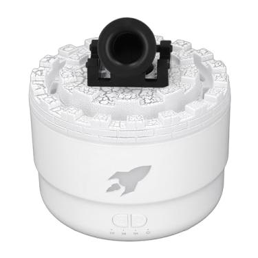 Imagem de Eujgoov 200ml Vulcão Silencioso Umidificador de Névoa Legal Difusor de óleo Essencial Com 7 Cores Luz para o Quarto Escritório - Design Portátil (Branco)