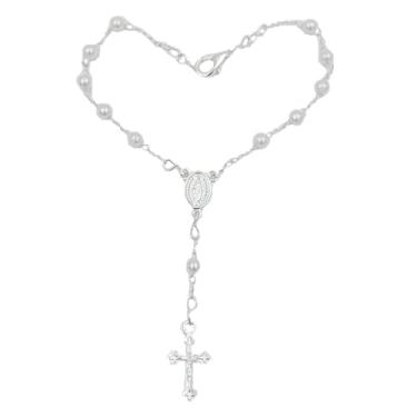 Imagem de Kit Terço Fé Proteção Delicadeza Presente Religioso Batizado Crisma Primeira Comunhão Lembrancinha Católica Pulseira Colar Oração Acessório (Pulseira Singela)