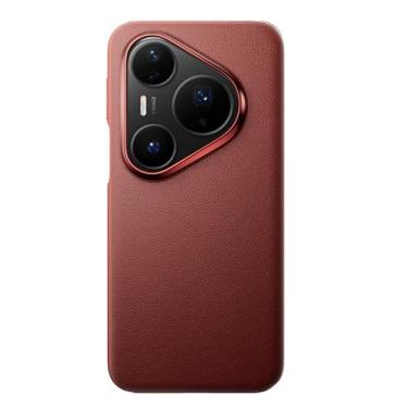 Imagem de HAOMRIYL Capa de couro para Huawei Pura 80 Ultra/80 Pro+/80 pro/80, capa de negócios anti-impressão digital, proteção antiqueda, capa ultrafina, vermelha, 80 Pro+