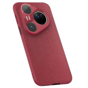 Imagem de LTLMYDAM Capa ultrafina para Huawei Pura 80 Ultra/80 Pro/80 Pro+/80, proteção de câmera de couro minimalista, capa à prova de choque, borda macia, vermelha, 80 Pro