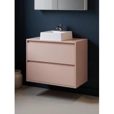 Imagem de Gabinete para Banheiro com Cuba 80cm Mdf Dubai - On Móveis, Rosa