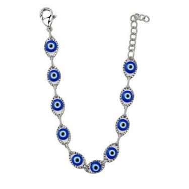 Imagem de Pulseira Prata 925 Feminina Olho Grego Luxo Tornozeleira - Alpha Grupo