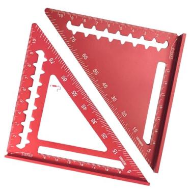 Imagem de Stgfyxgs Régua Triangular de 45/90 Graus, Esquadro de Medição de Liga de Alumínio, Esquadro de Carpinteiro para Melhoria Industrial Do Trabalho, Vermelho, Tamanho real