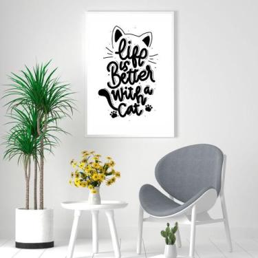 Imagem de Quadro Canvas Decorativo para Sala Vida com Gato 60x40 - LUGGUI ART. F