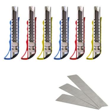 Imagem de 6 Estiletes Profissional Com Trava De Metal 18mm E Lâminas - Yara