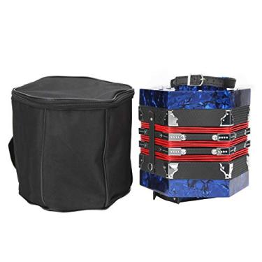 Imagem de Concertina acordeão Profissional portátil Instrumento musical com bolsa de transporte de madeira maciça Construção de couro elegante para adultos para iniciantes artistas 18 x 17 (Vermelho) (Azul
