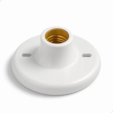 Imagem de Plafon de Teto PVC com Soquete Porcelana E27 tipo Plafonier Branco para Lâmpada Bivolt (1)