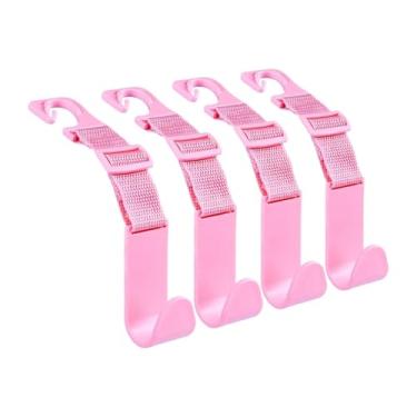 Imagem de Generic 4x Ganchos para Encosto de Cabeça de Carro, Ganchos de Armazenamento Práticos para Organizador de Guarda-chuvas e Sacolas de Compras, Rosa