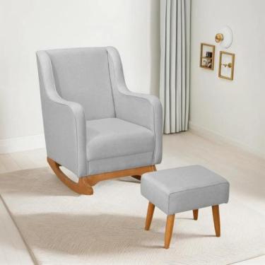 Imagem de Kit Cadeira de Amamentação Balanço com Puff para Quarto Infantil - Uni