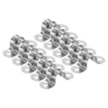 Imagem de HARFINGTON 30 braçadeiras de conduíte de 10 mm de 10 mm, braçadeira de tubo M10 U, correia rígida de aço inoxidável, suporte em forma de U com dois furos para fixação de fio de mangueira de tubo