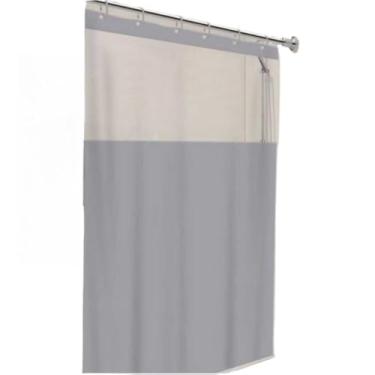 Imagem de Cortina de Box Visor Antimofo Bastão Suporte P box Banheiro Varão 90cm x 1,30m 50cm x 90cm(Cinza,90cm x 1,30m)
