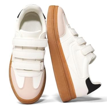 Imagem de VOMIRA Tênis de plataforma feminino, palmilha de espuma viscoelástica, leve, antiderrapante, tênis de corrida casual sem cadarço, Branco, 35