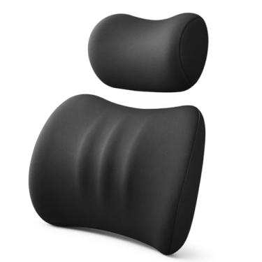 Imagem de Kit Almofada Lombar Ergonômica + Almofada Apoio de Cabeça com Espuma Viscoelástica | Suporte Ortopédico | Ideal para Escritório, Home Office, Carro e Casa