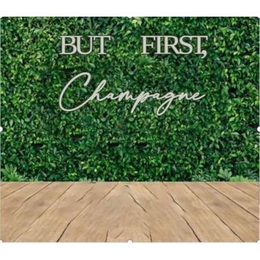 Imagem de Placa de exibição de parede "BUT FIRST, Champagne", suprimentos de decoração de festa de casamento para recepção, chá de panela, noivado, casamento, aniversário, formatura, pano de fundo, bebidas