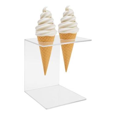 Imagem de Suporte Expositor Temaki Casquinha Sorvete Acrílico Cristal 2 Cones Ap